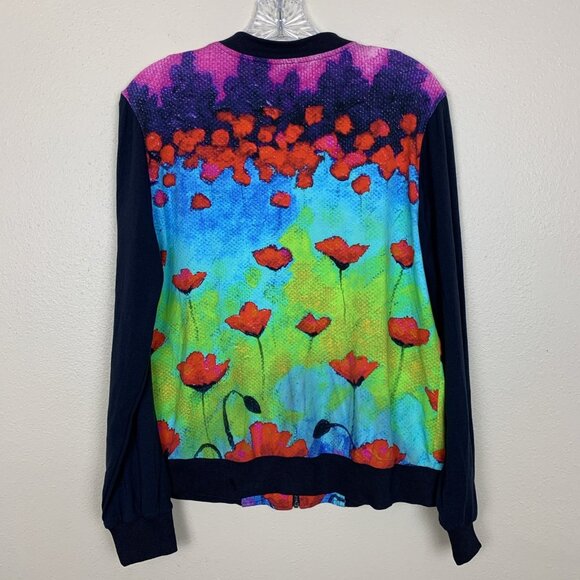 Simply Art By Dolcezza Womens M Jacket Stretch Abstract Print Zip Up Boho Pocket - Picture 3 of 12